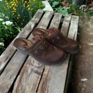 BOC‎ Born Concept Women's Brown Leather Clog Shoes SZ 9M Platform Slide